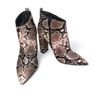 WILD & EXOTIC FAUX SNAKESKIN ANKLE BOOTS HIGH HEELED LADIES 10